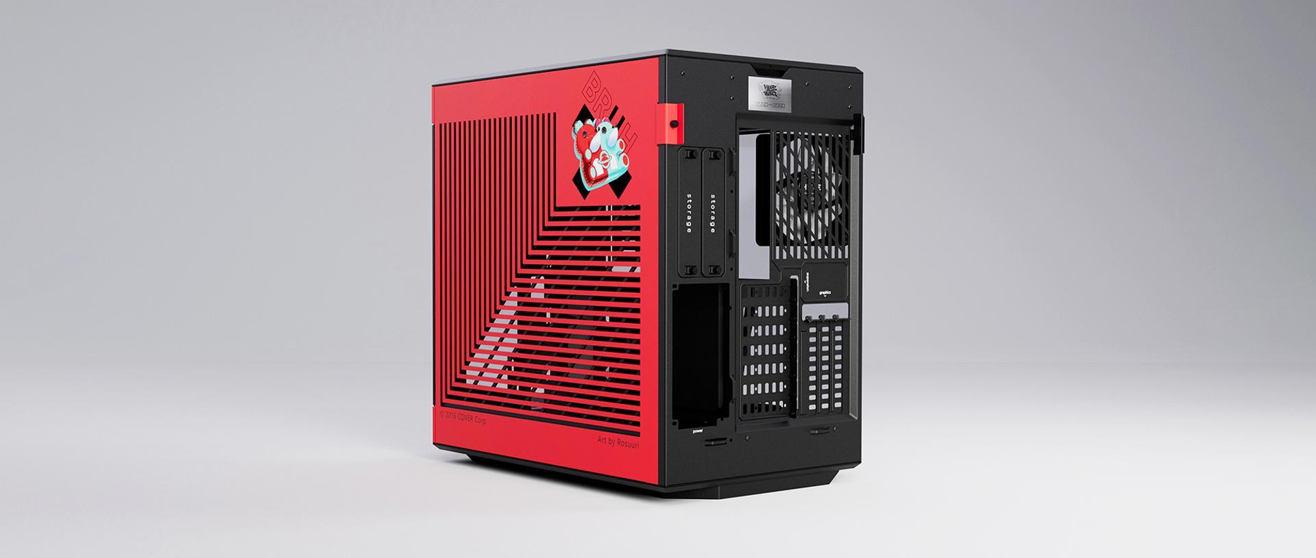 Hyte Hakos Baelz Y60 Mid-Tower ATX Modern Aesthetic Case (Black/Red) + Desk Pad Bundle - DataBlitz