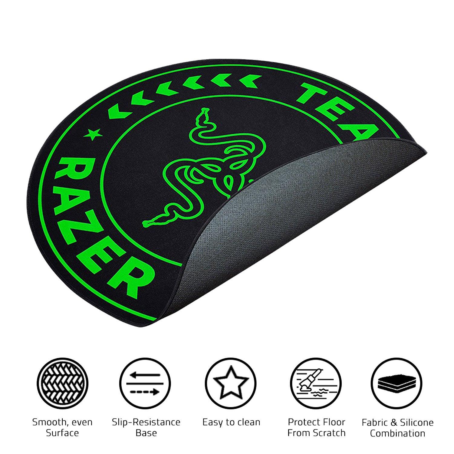 Team Razer Floor Rug - Room & Gaming Chair Accessory For Esports (Black/Green) - DataBlitz