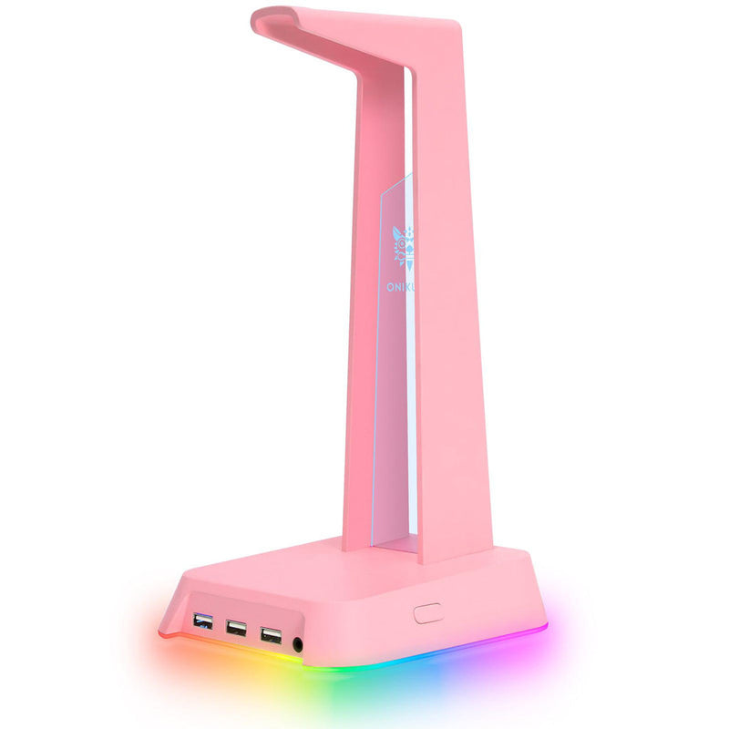 Onikuma ST-2 RGB Headphone Stand With USB Hub (Pink)