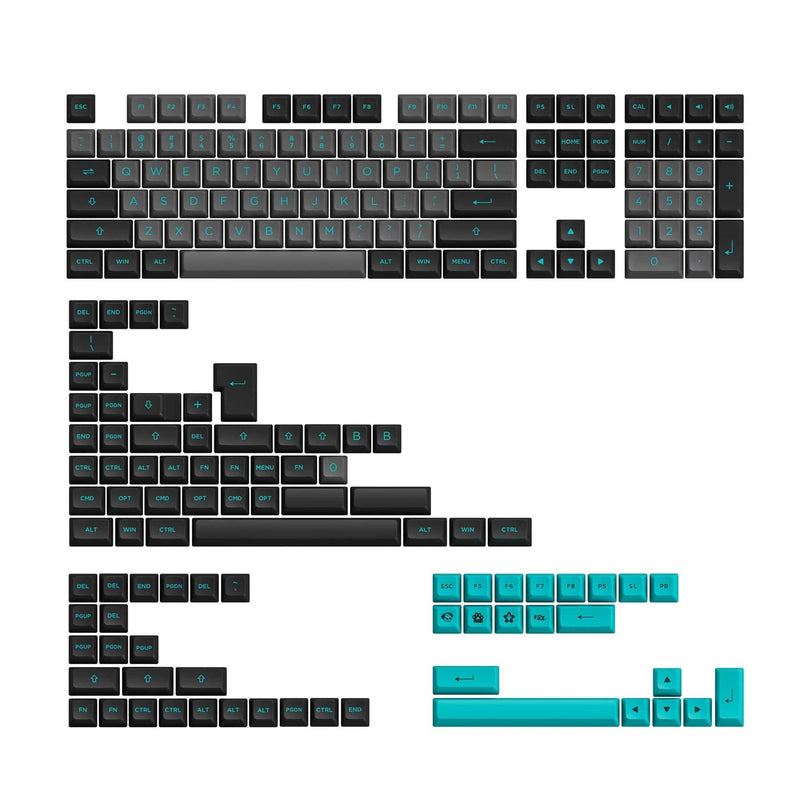 AKKO BLACK & CYAN FULL KEYCAPS SET ASA 197 KEYS - DataBlitz