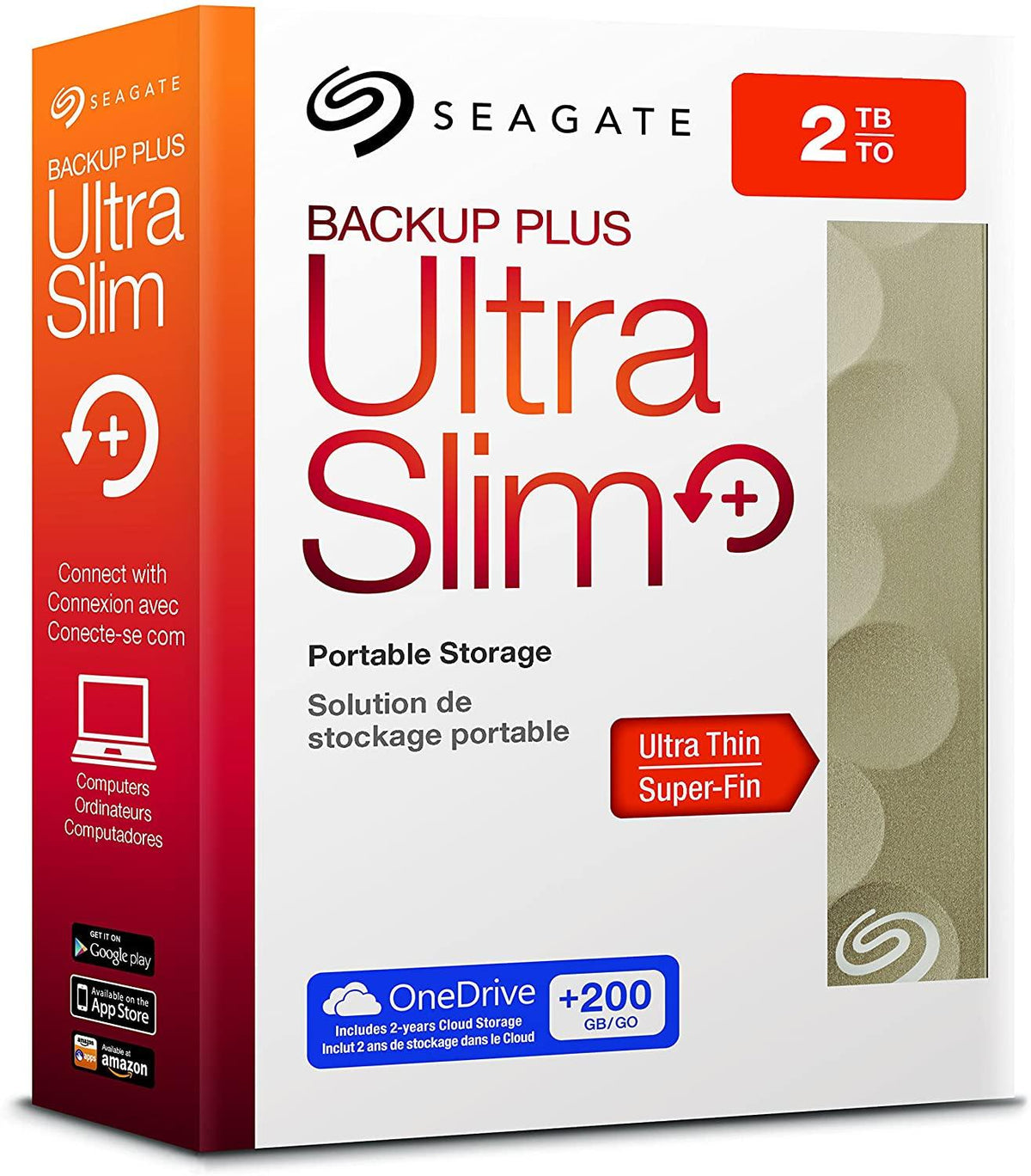 SEAGATE 2TB/TO BACKUP PLUS ULTRA SLIM PORTABLE STORAGE (GOLD) - DataBlitz