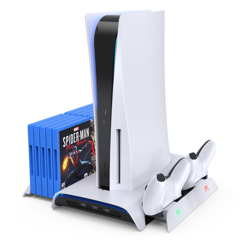 Kiwihome RGB Cooling Stand With Dual Controller Charger For PS5 (PB01/WHITE/HJT-422) - DataBlitz