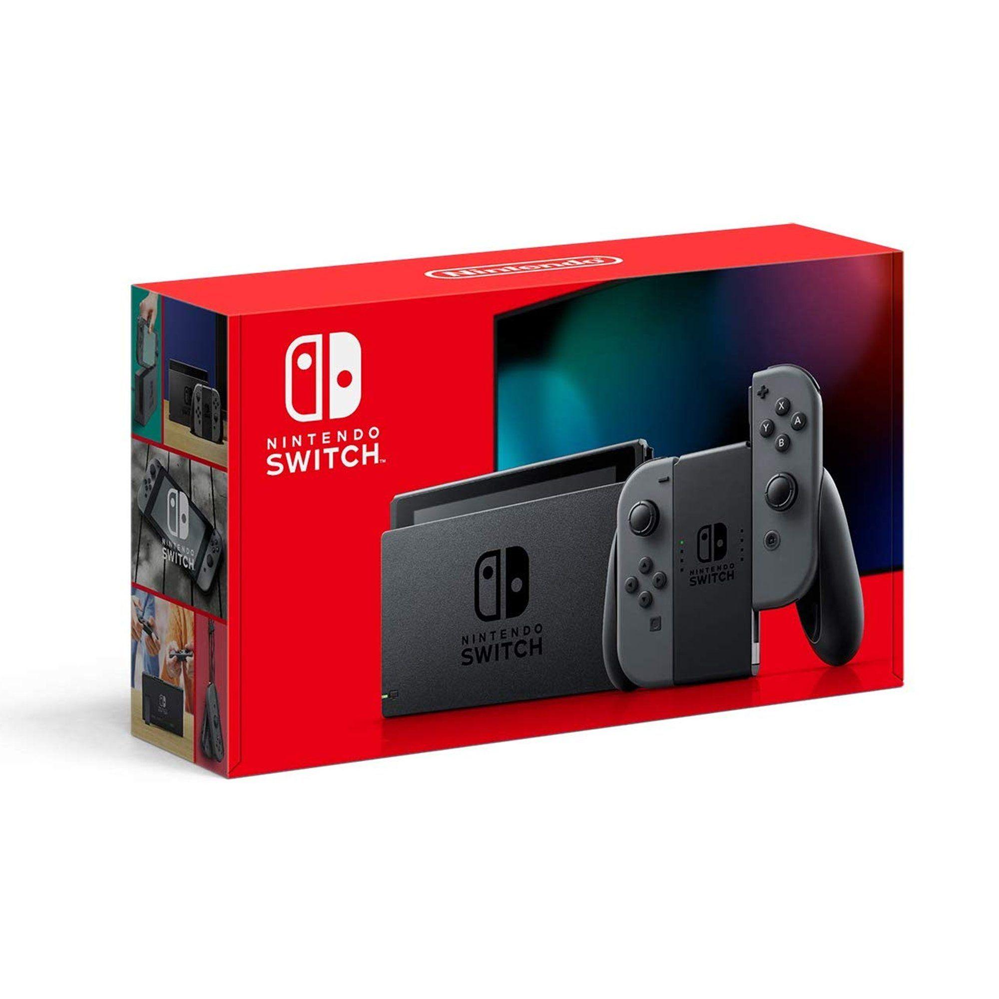 Nintendo Switch Console With Grey Joycon + NSW Dobe Dust-Proof Kit Include Rubber Plug & Toughened Glass Film (TNS-862) Bundle - DataBlitz