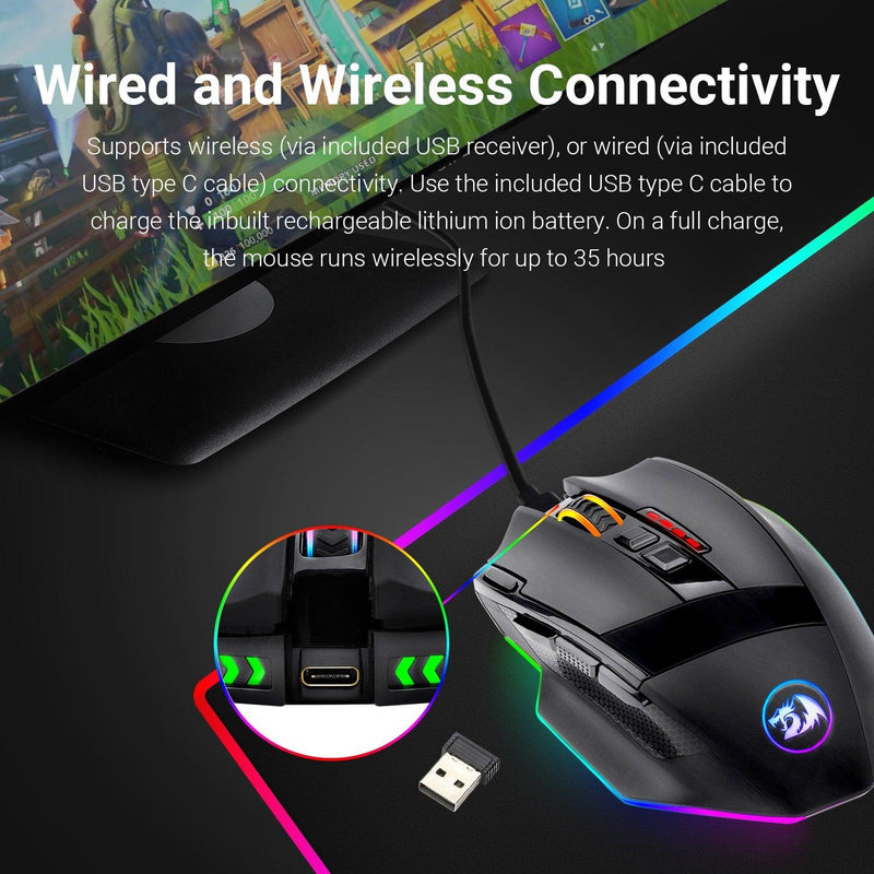 REDRAGON SNIPER PRO WIRED & WIRELESS GAMING MOUSE (M801P-RGB) - DataBlitz