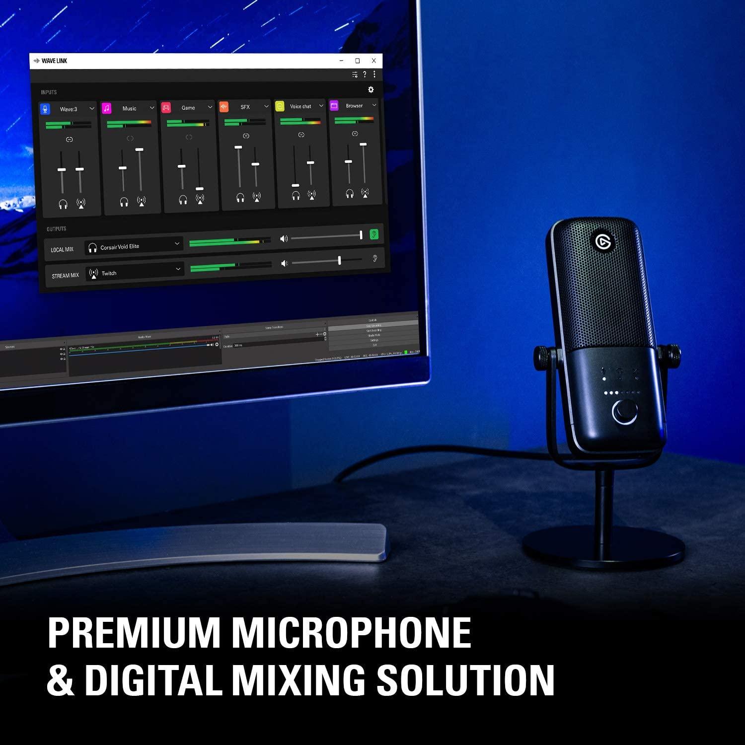 ELGATO WAVE 3 PREMIUM MICROPHONE & DIGITAL MIXING SOLUTION - DataBlitz