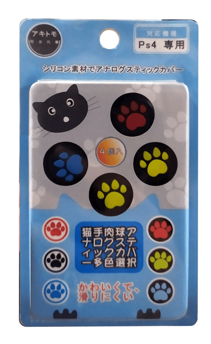 AKITOMO PS4 NEKO-CHAN ANALOG CAPS BLACK/BLUE/RED/YELLOW (AKSW-113BBRY) - DataBlitz