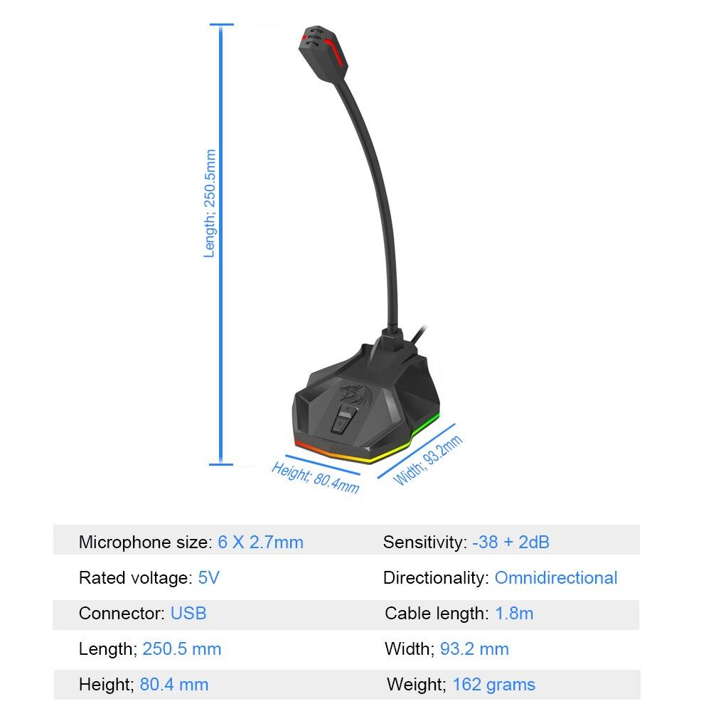 REDRAGON GM99 STIX USB WIRED MICROPHONE RGB - DataBlitz