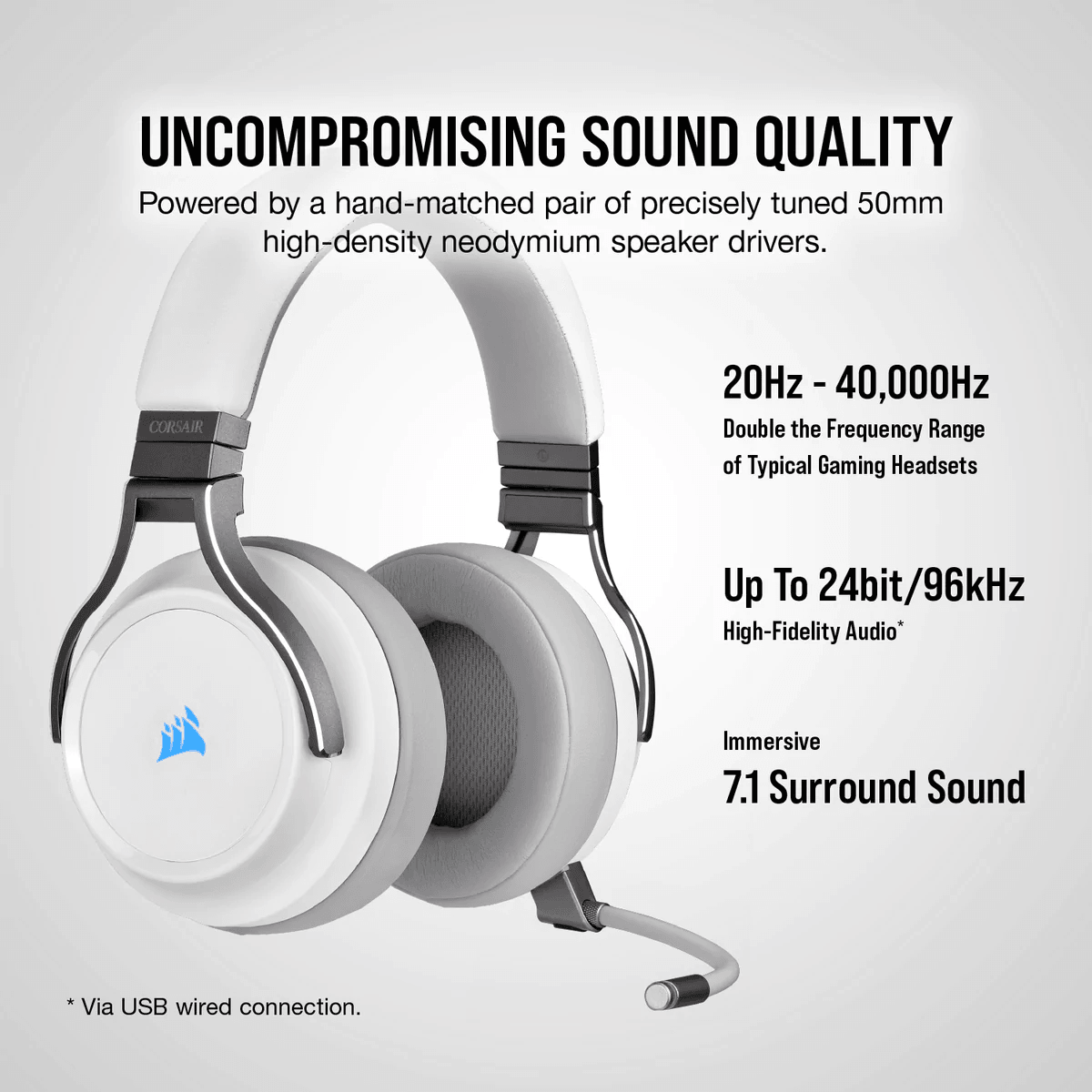 CORSAIR VIRTUOSO RGB WIRELESS HIGH-FIDELITY GAMING HEADSET WHITE (PC/PS4) - DataBlitz