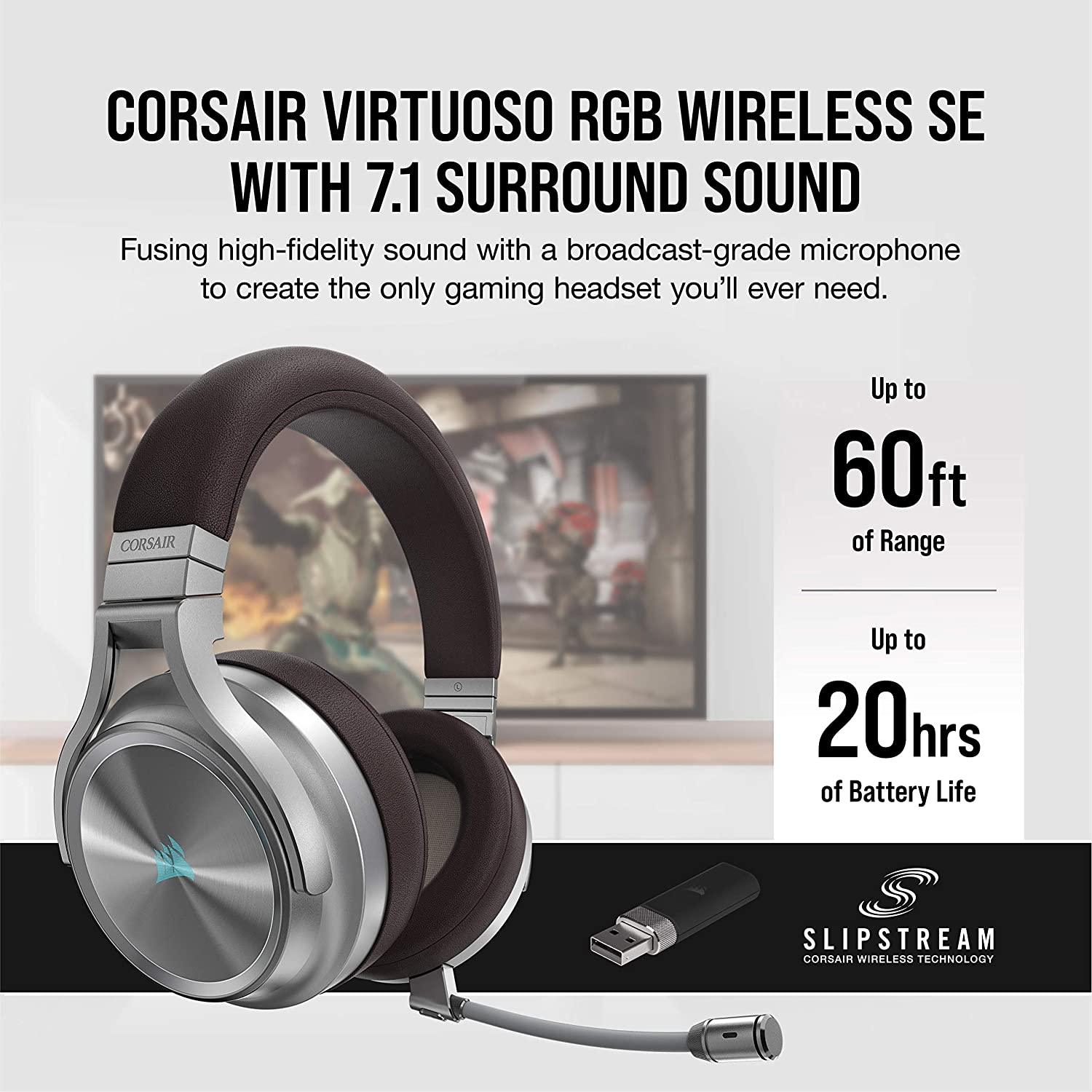 CORSAIR VIRTUOSO RGB WIRELESS SE HIGH FIDELITY GAMING HEADSET WITH 7.1 SURROUND SOUND (ESPRESSO) - DataBlitz