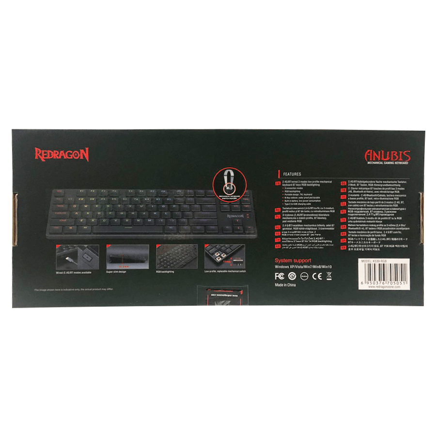 REDRAGON ANUBIS WIRELESS/WIRED RGB MECHANICAL KEYBOARD (DUST-PROOF BROWN SWITCH) (K539-RGB) - DataBlitz