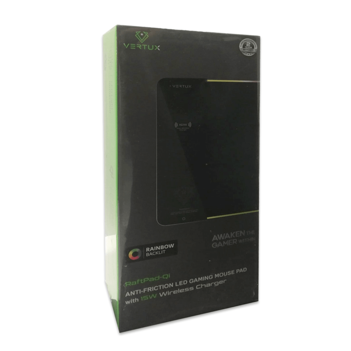 VERTUX RAFTPAD-QI ANTI-FRICTION LED GAMING MOUSE PAD WITH 15W WIRELESS CHARGER BLACK - DataBlitz