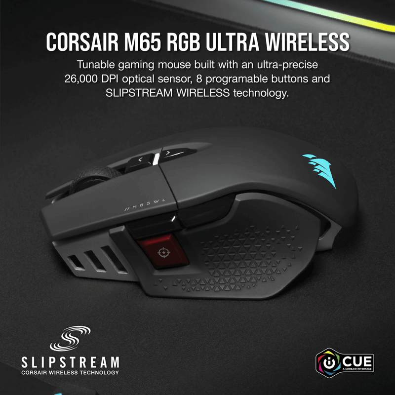 CORSAIR M65 RGB ULTRA WIRELESS TUNABLE FPS GAMING MOUSE (BLACK) - DataBlitz