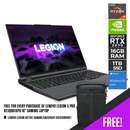 LENOVO LEGION 5 PRO 82JQ001XPH GAMING LAPTOP | 16" QHD | R7-5800H | 16GB DDR4 | 1TB SSD | RTX 3070 | WIN10 + LENOVO LEGION ACTIVE GAMING BACKPACK (GX41C86982) - DataBlitz