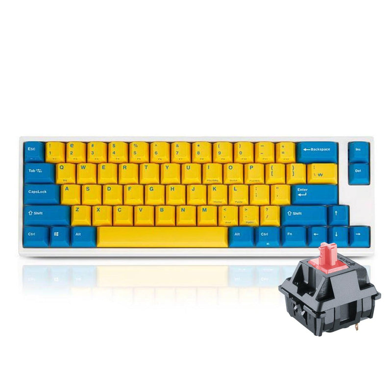 LEOPOLD 66-KEYS MECHANICAL MINI KEYBOARD TWO-TONE YELLOW/BLUE KEYCAPS + BLUE/WHITE FONT (SILENT RED SWITCH) (FC660MS/EYBPD(W)) - DataBlitz