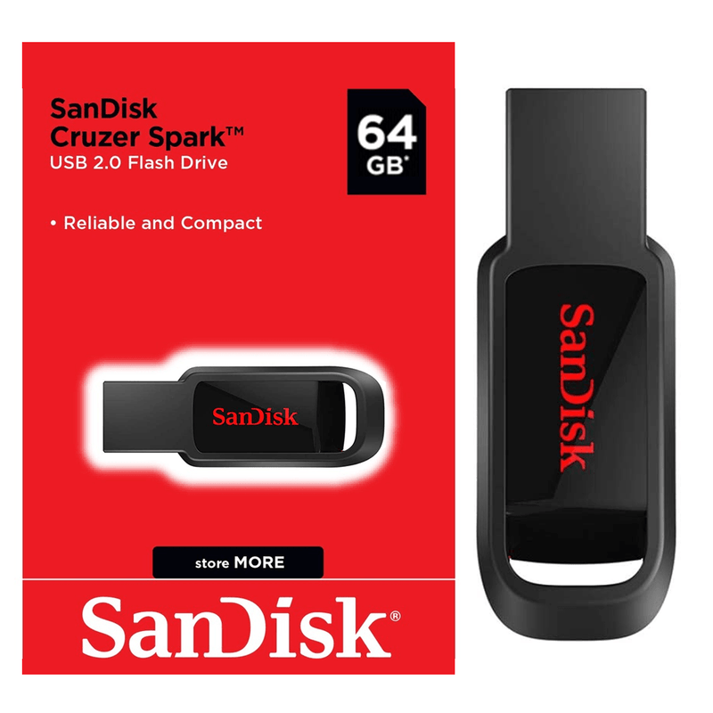 SANDISK CRUZER SPARK USB FLASH DRIVE 64GB (BLACK/RED) - DataBlitz