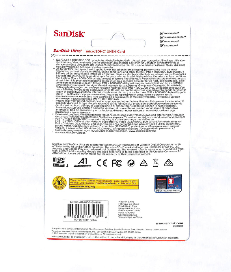 SANDISK ULTRA MICROSDXC UHS-1 CARD CLASS 10 A1 (98MB/S) 16GB - DataBlitz