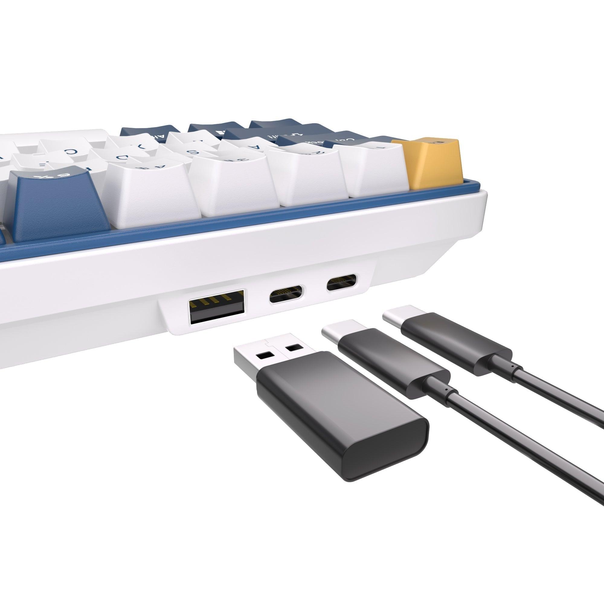 Royal Kludge RK61Plus Tri-Mode RGB 61 Keys Hot Swappable Mechanical Keyboard White (Sky Cyan Switch) - DataBlitz