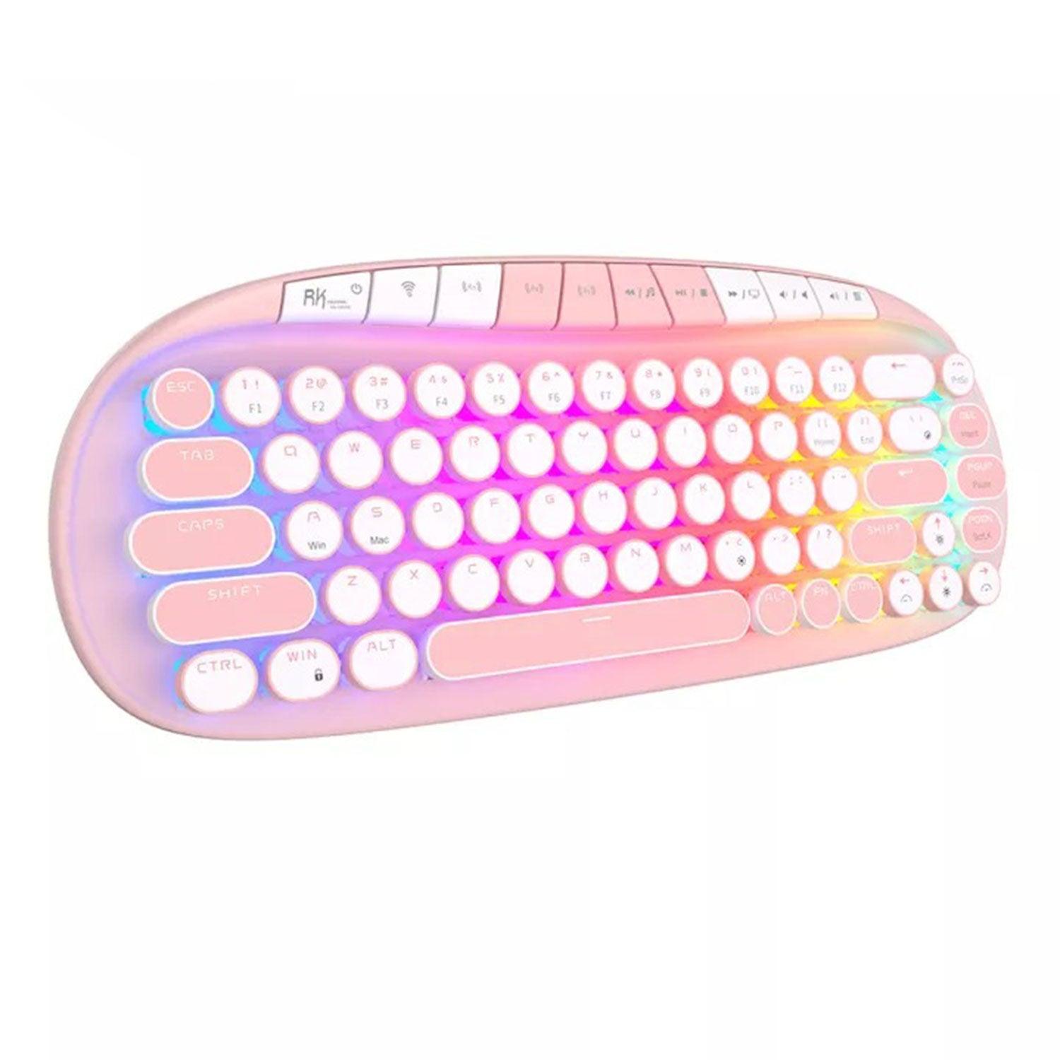 Royal Kludge RK Round Tri-Mode RGB 68 Keys Hot Swappable Mechanical Keyboard Pink (Pink Switch) - DataBlitz