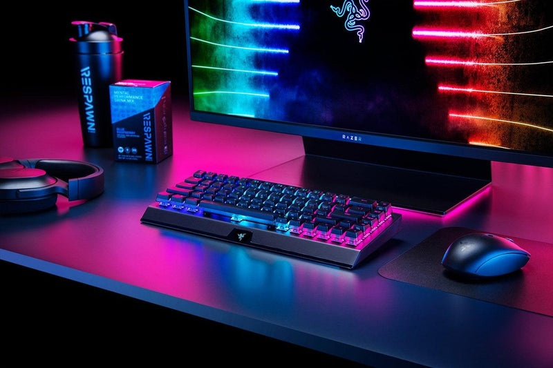 RAZER BLACKWIDOW V3 MINI HYPERSPEED WIRELESS 65% MECHANICAL GAMING KEYBOARD PHANTOM EDITION (YELLOW SWITCHES) - DataBlitz