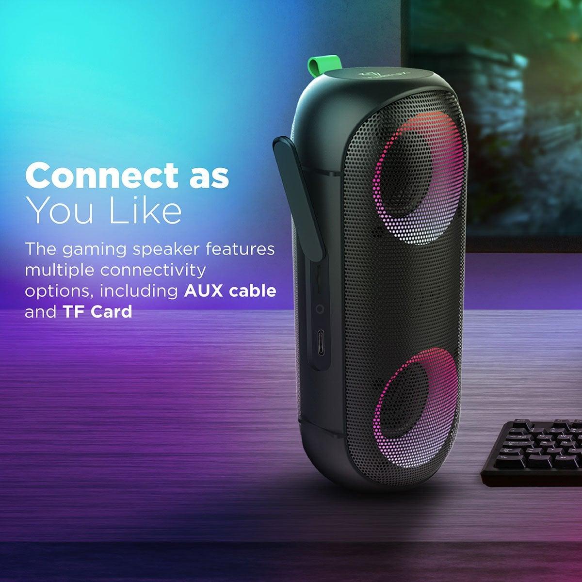 VERTUX RUMBA IMMERSIVE WIRELESS SPEAKERS WITH AURASYNC LED LIGHTS BLACK - DataBlitz