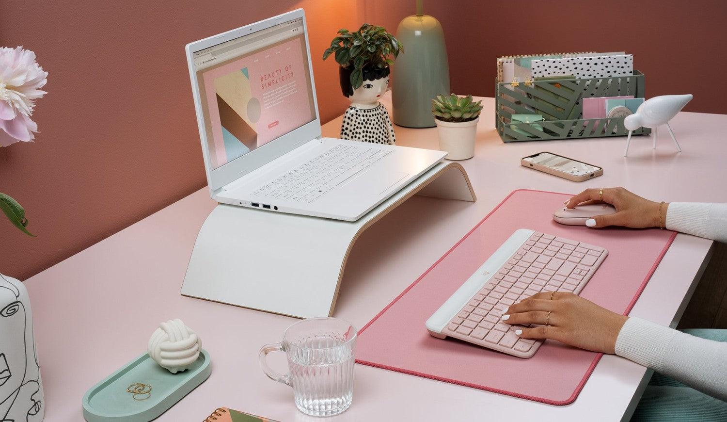 Logitech Slim Combo MK470 Wireless Keyboard And Mouse (Rose) - DataBlitz