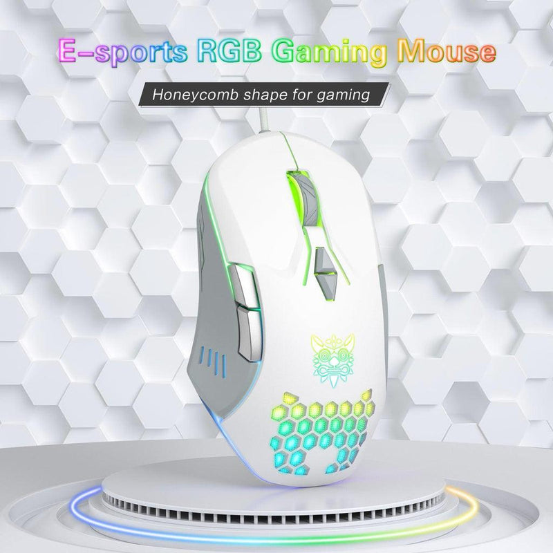 Onikuma CW902 RGB Wired Optical Gaming Mouse (White) - DataBlitz