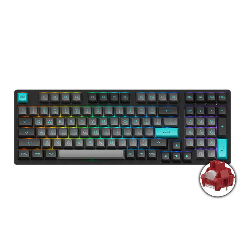 AKKO Black & Cyan 3098N Multi-Modes RGB Mechanical Keyboard (TTC Flame Red Switch) - DataBlitz