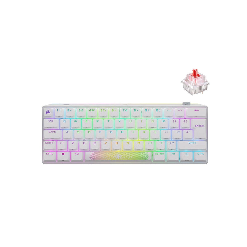 Corsair K70 Pro Mini Wireless 60% Mechanical Cherry MX Red Switch Gaming Keyboard With RGB Backlighting (White) - DataBlitz