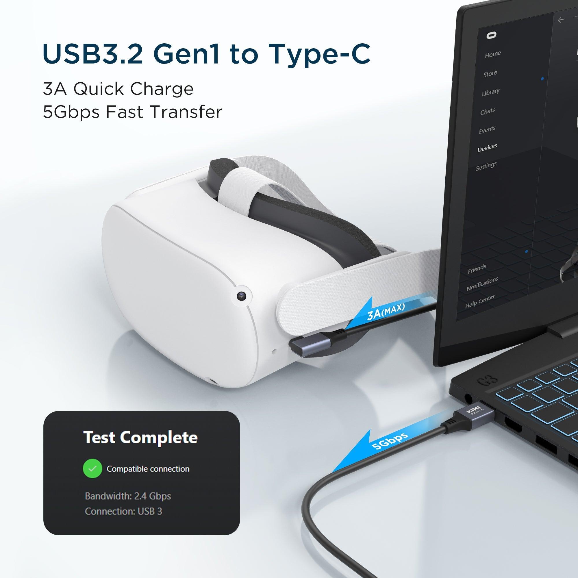 KIWI Design Aluminum Housing USB 3.2 Link Cable For Oculus Quest 2 (Black) (KW-QC-7-US) - DataBlitz