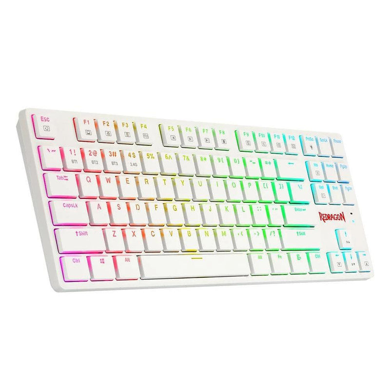 REDRAGON ANUBIS WIRELESS/WIRED RGB MECHANICAL GAMING KEYBOARD WHITE (DUST-PROOF BROWN SWITCH) (K539W-RGB) - DataBlitz