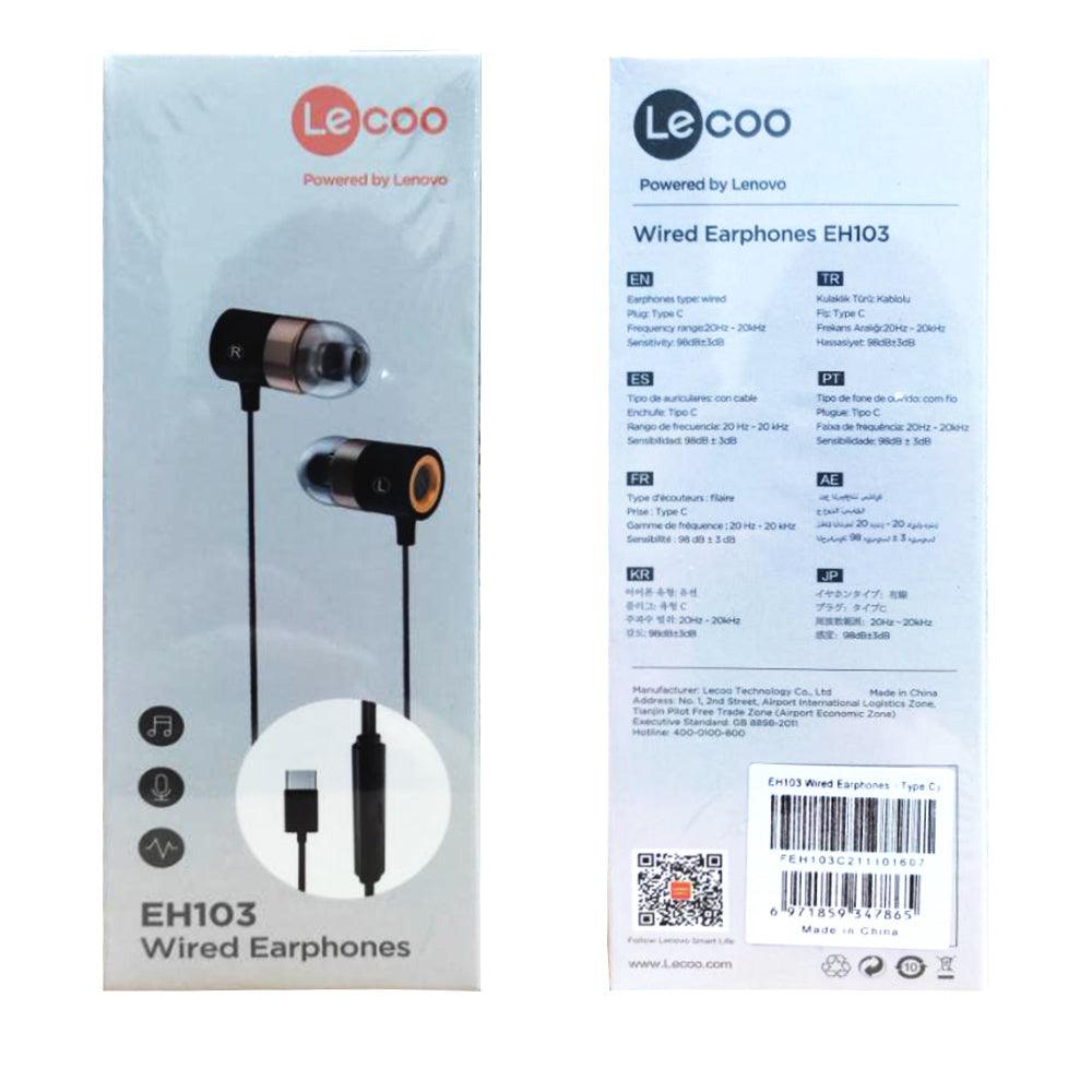 LENOVO LECOO EH103 TYPE-C WIRED EARPHONE (BLACK) - DataBlitz
