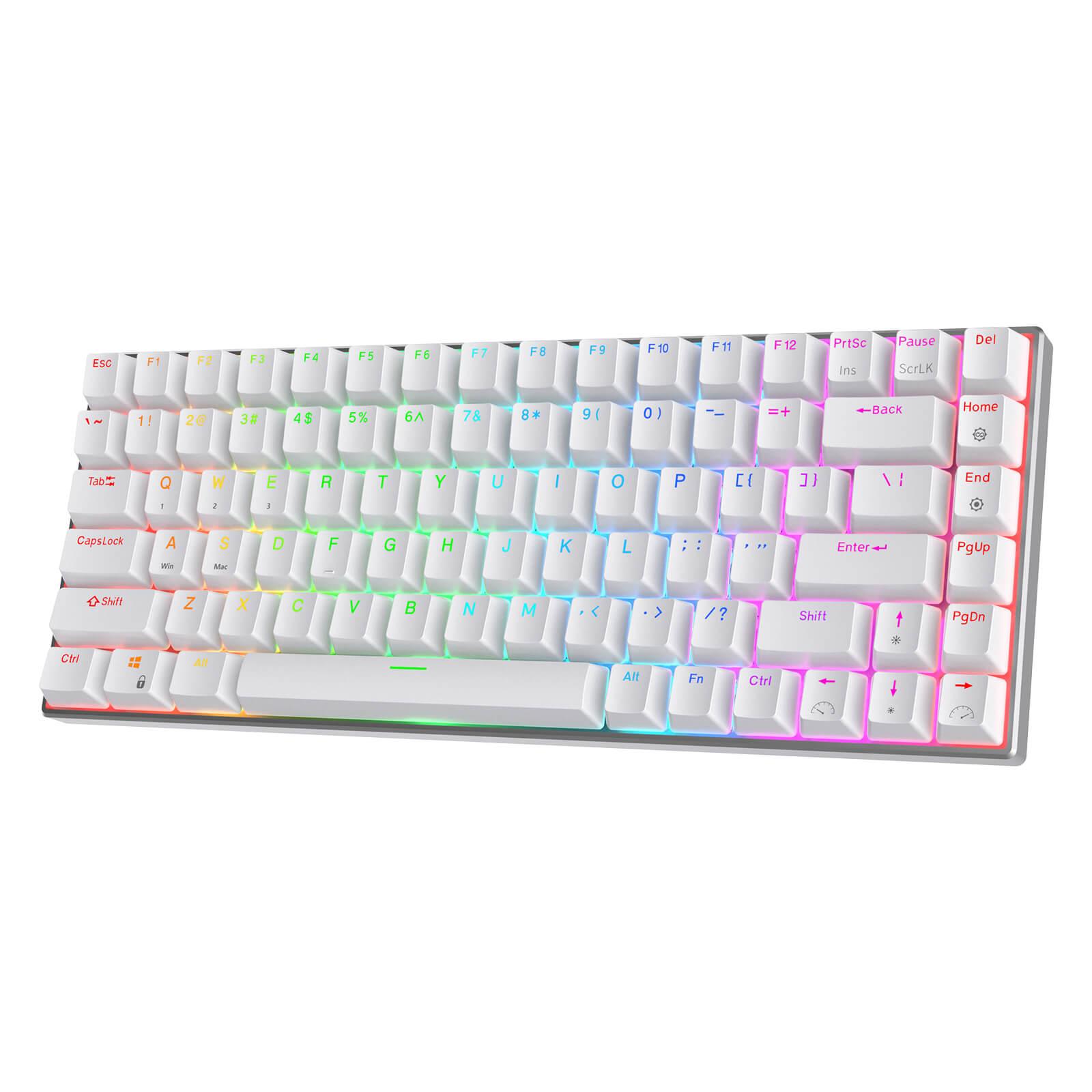 ROYAL KLUDGE RK84PRO TRI-MODE RGB 84 KEYS HOT SWAPPABLE MECHANICAL KEYBOARD WHITE (BROWN SWITCH) - DataBlitz