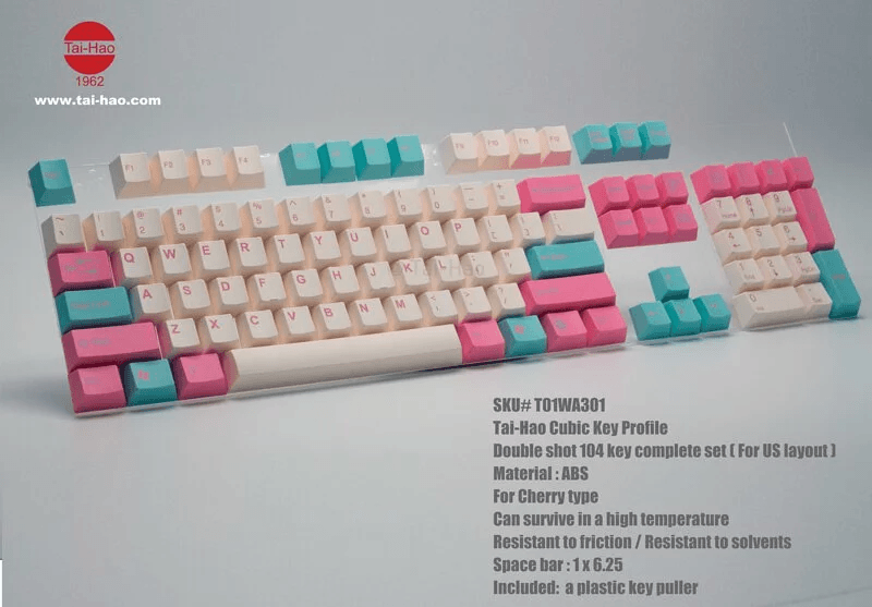 TAIHAO DOUBLE SHOT ABS-CUBIC KEYCAPS SET FOR CHERRY MX SWITCH (104-KEYS) (BLUE/PINK) (T01WA301) - DataBlitz