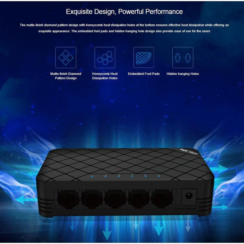 REYEE 5-Port 10/100mbps Unmanaged Plastic Switch (RG-ES05) - DataBlitz