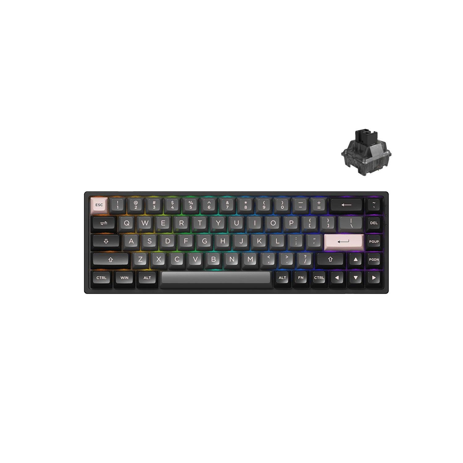 AKKO Black & Pink 3068B Plus Multi-Modes RGB Mechanical Keyboard (AKKO CS Jelly Black) - DataBlitz