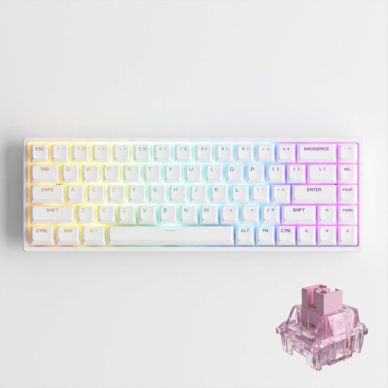 Akko 3068S Shine-Through RGB Hot-Swappable Mechanical Keyboard White (Akko CS Jelly Pink) - DataBlitz