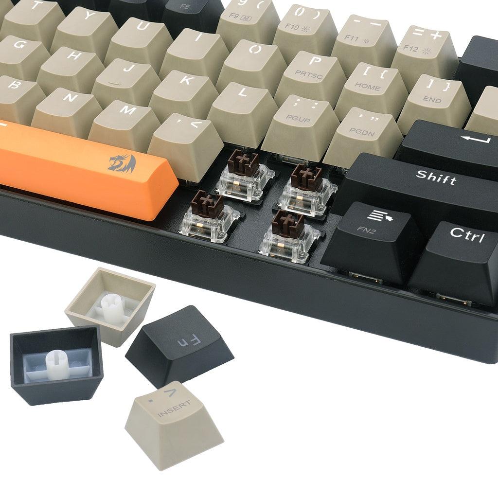 REDRAGON LAKSHMI K606 DETACHABLE WIRE MECHANICAL KEYBOARD (ORANGE GREY BLACK) DUST-PROOF BROWN SWITCH - DataBlitz