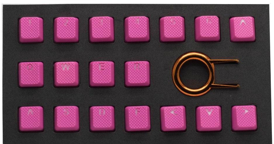 TAIHAO RUBBER DOUBLE SHOT BACKLIT GAMING KEYCAPS SET FOR CHERRY MX SWITCH TYPE (18-KEYS) (NEON PINK) - DataBlitz