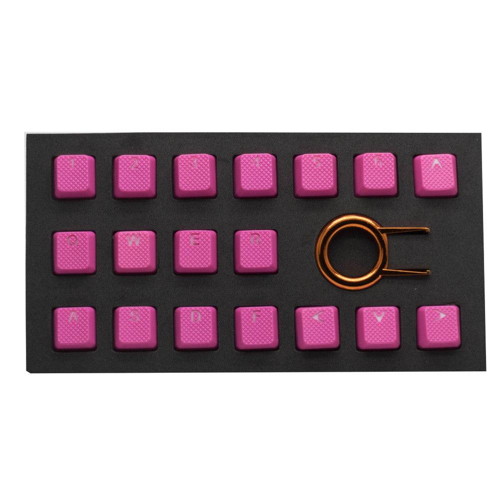 TAIHAO RUBBER DOUBLE SHOT BACKLIT GAMING KEYCAPS SET FOR CHERRY MX SWITCH TYPE (18-KEYS) (NEON PINK) - DataBlitz