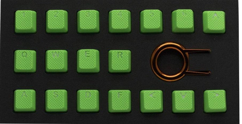 TAIHAO RUBBER DOUBLE SHOT BACKLIT GAMING KEYCAPS SET FOR CHERRY MX SWITCH TYPE (18-KEYS) (NEON GREEN) - DataBlitz