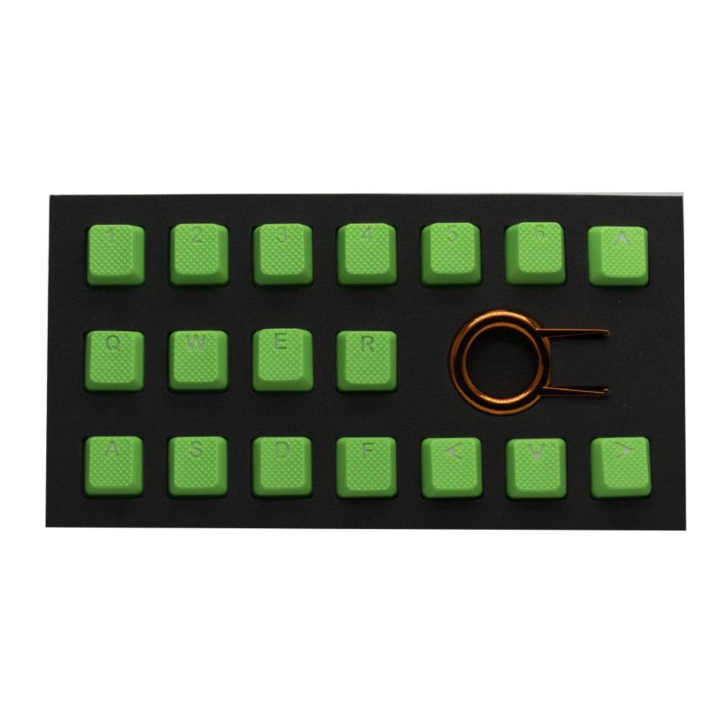 TAIHAO RUBBER DOUBLE SHOT BACKLIT GAMING KEYCAPS SET FOR CHERRY MX SWITCH TYPE (18-KEYS) (NEON GREEN) - DataBlitz