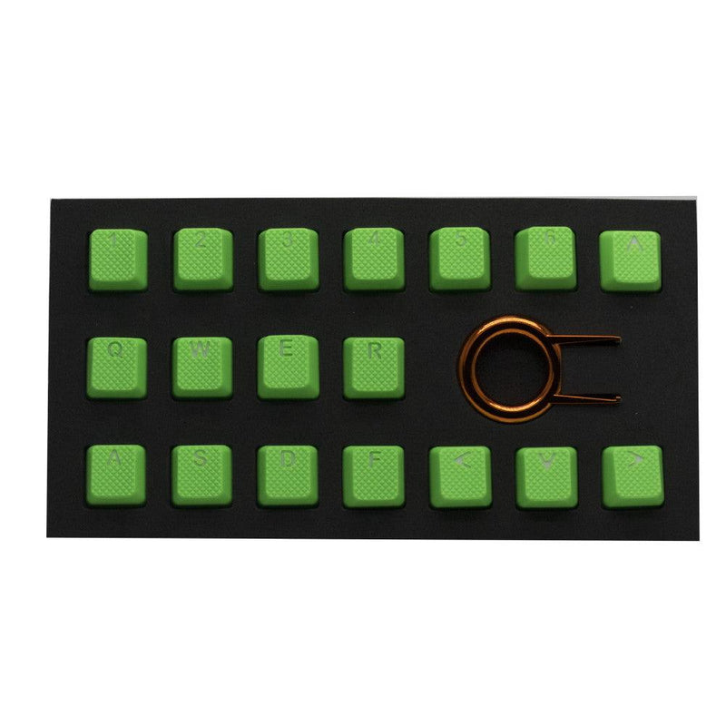TAIHAO RUBBER DOUBLE SHOT BACKLIT GAMING KEYCAPS SET FOR CHERRY MX SWITCH TYPE (18-KEYS) (NEON GREEN) - DataBlitz