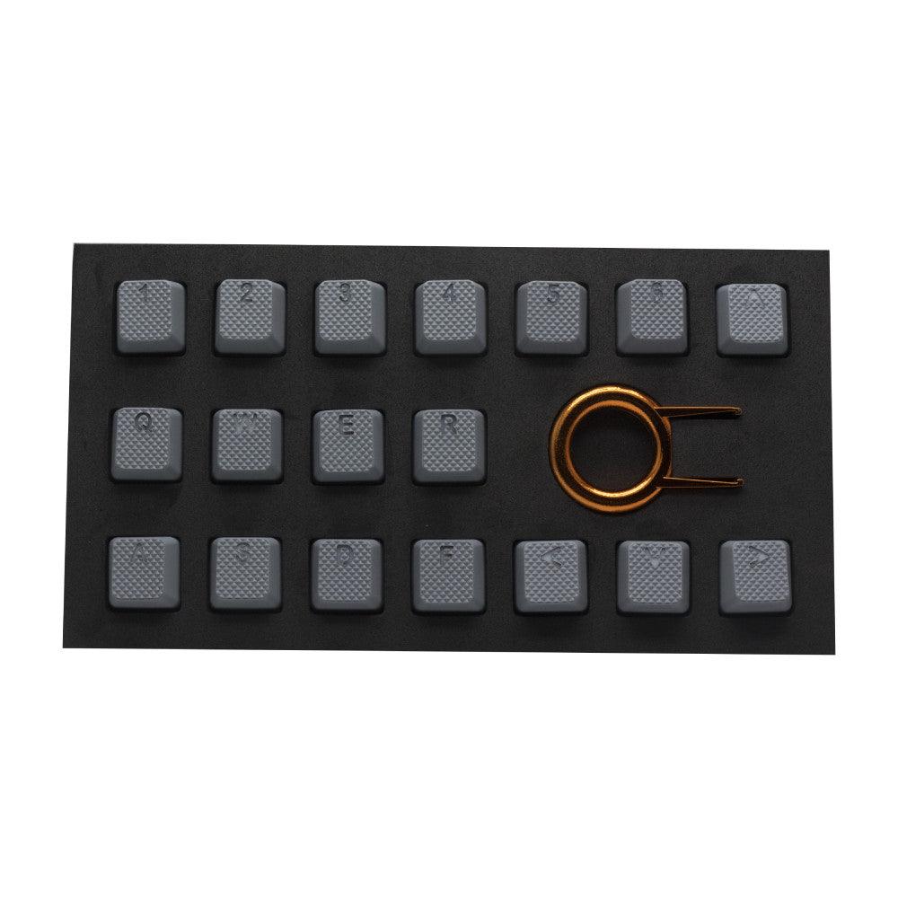 TAIHAO RUBBER DOUBLE SHOT BACKLIT GAMING KEYCAPS SET FOR CHERRY MX SWITCH TYPE (18-KEYS) (NEON GREY) - DataBlitz