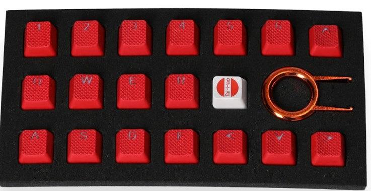 TAIHAO RUBBER DOUBLE SHOT BACKLIT GAMING KEYCAPS SET FOR CHERRY MX SWITCH TYPE (18-KEYS) (RED) - DataBlitz