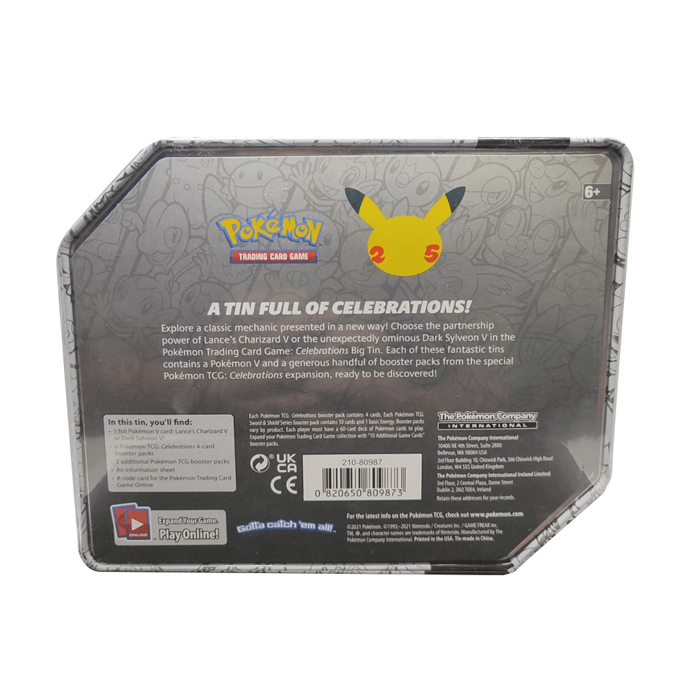 POKEMON TRADING CARD GAME 25TH ANNIVERSARY CELEBRATIONS DARK SYLVEON V BIG TIN (210-80987) - DataBlitz