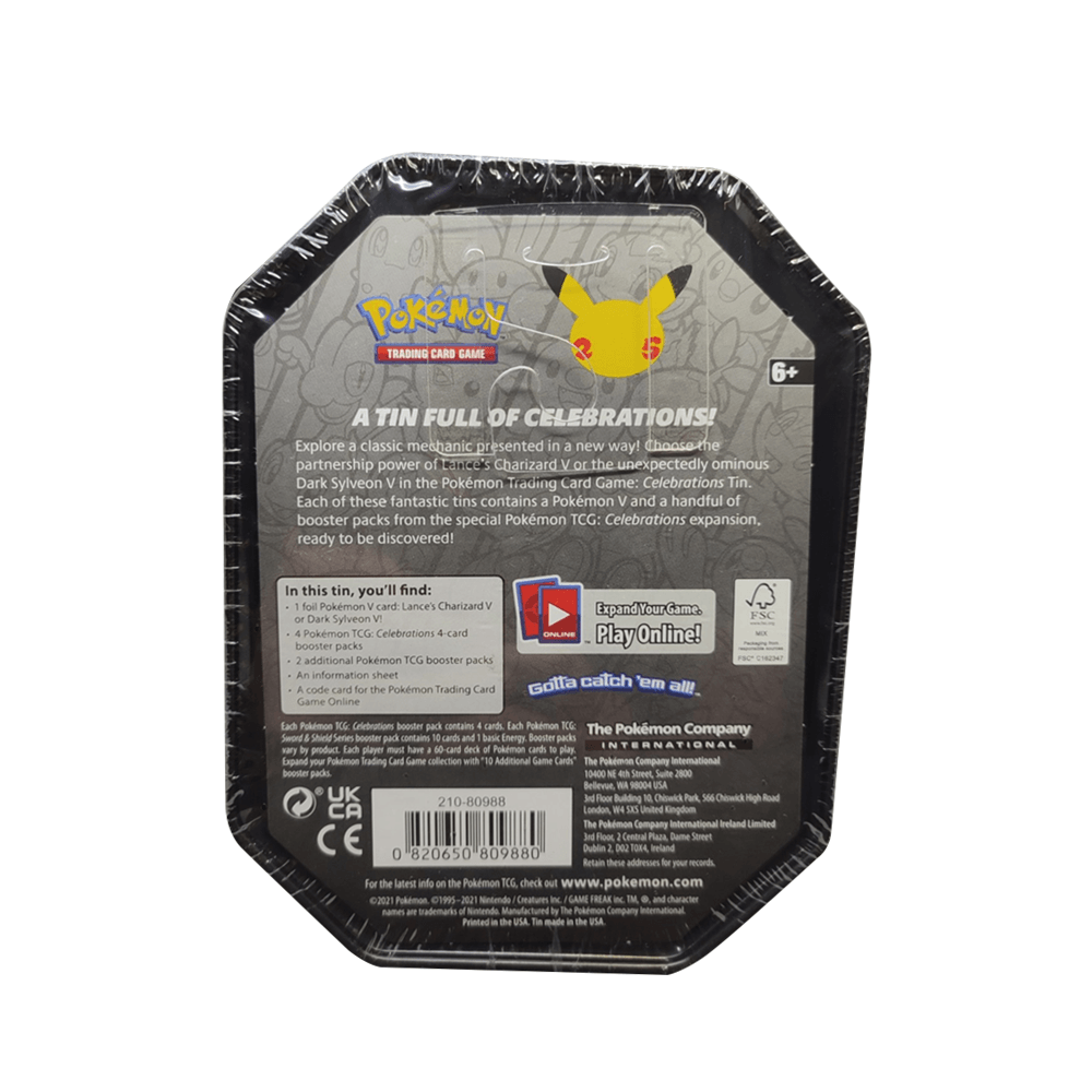 POKEMON TCG 25TH ANNIVERSARY CELEBRATIONS LANCE'S CHARIZARD V TIN