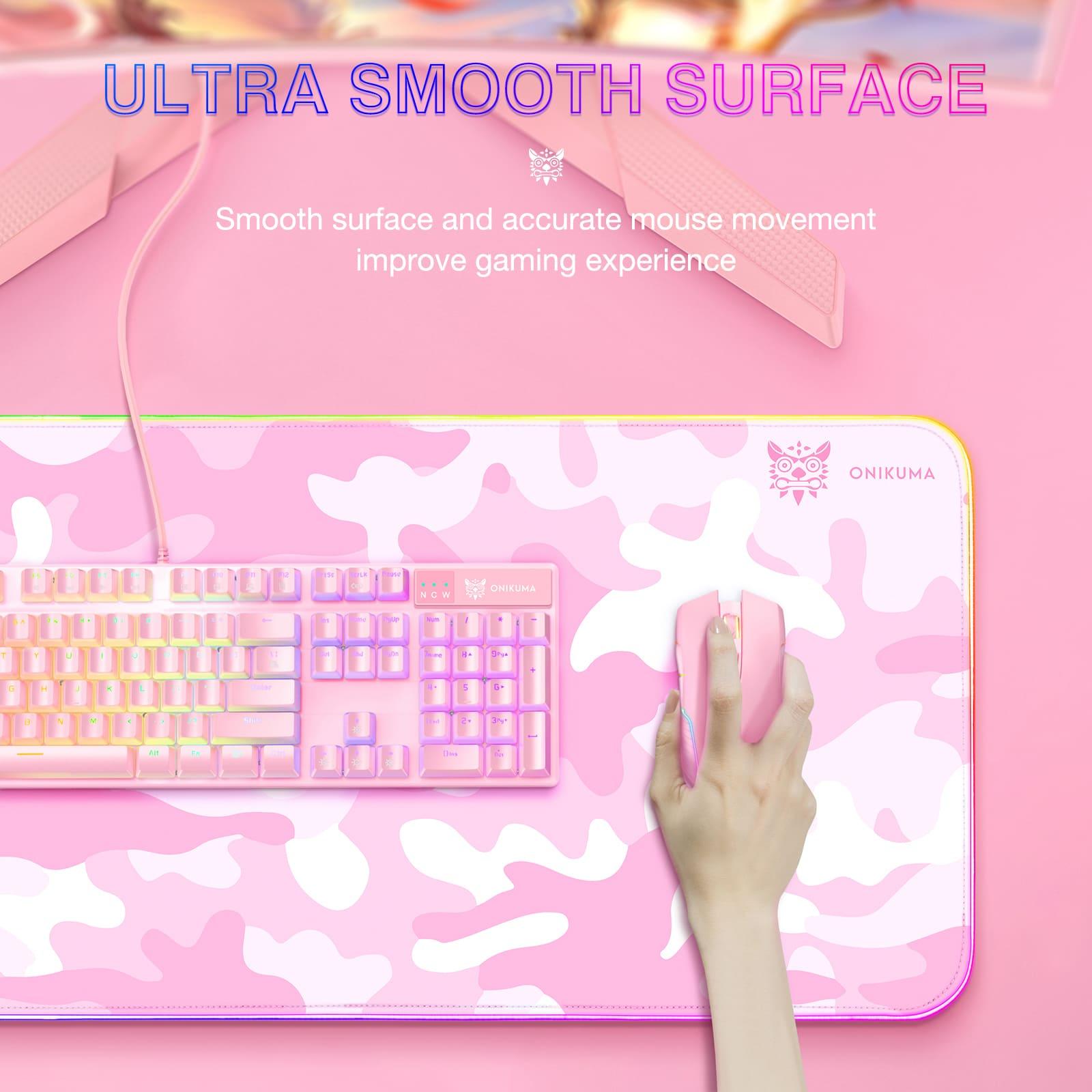 Onikuma G5 RGB Glowing Mouse Pad 800X300X4MM (MP005) (Pink) - DataBlitz