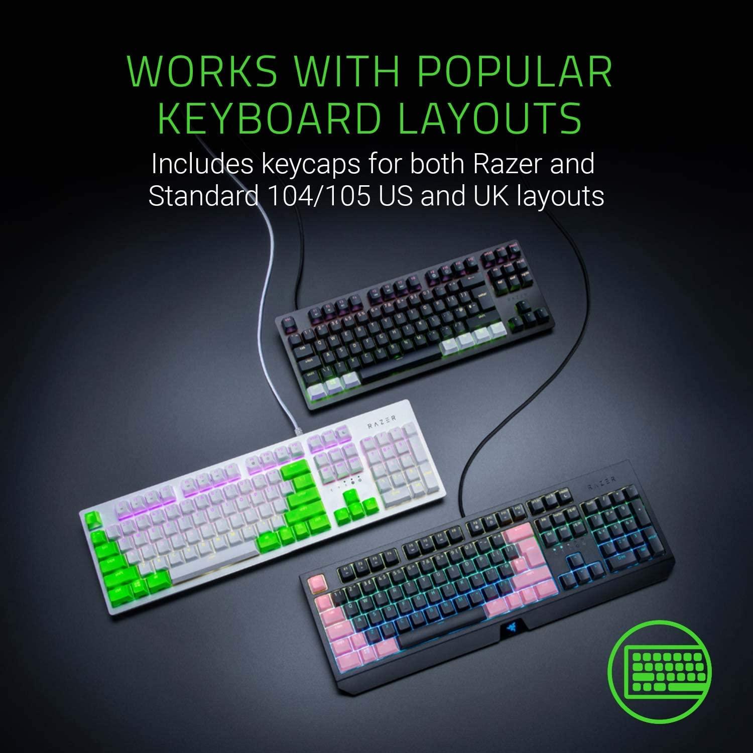RAZER PBT KEYCAP UPGRADE SET FOR MECHANICAL AND OPTICAL KEYBOARDS DOUBLESHOT KEYCAPS MERCURY WHITE - DataBlitz