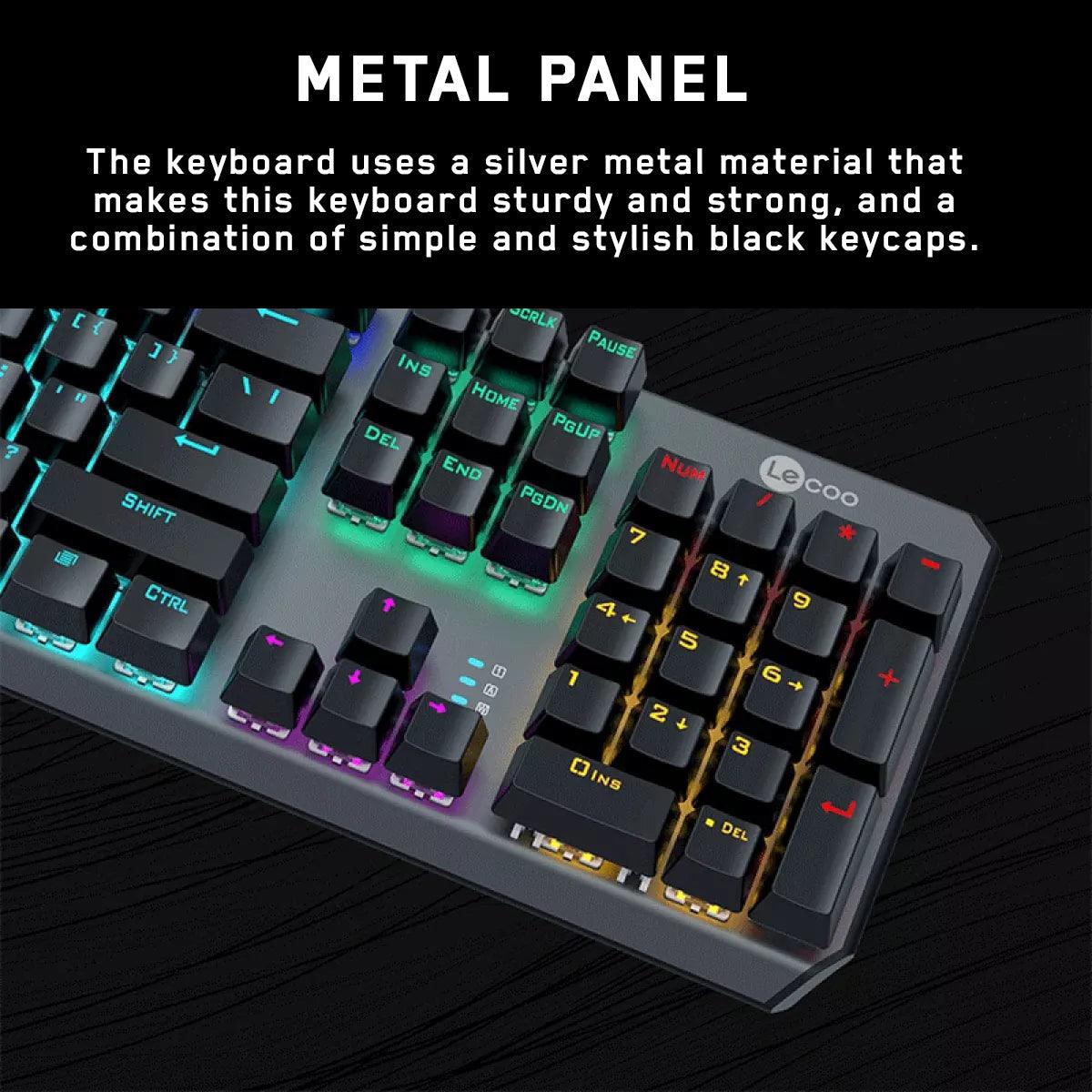 LECOO GK301 WIRED GAMING METAL GRAY KEYBOARD (BLUE SWITCH) - DataBlitz