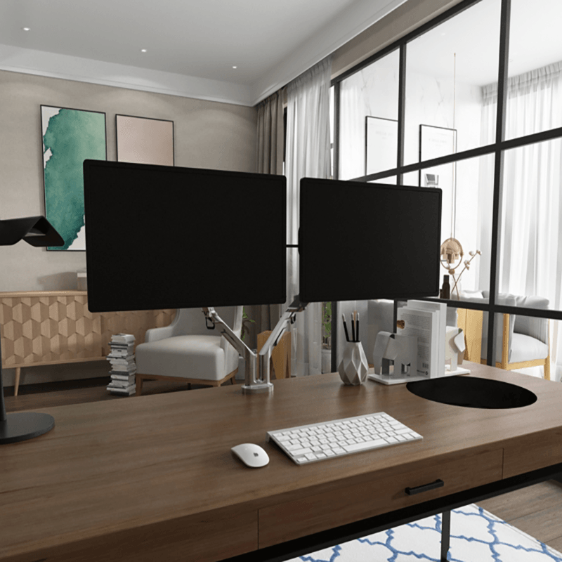 FLEXISPOT DUAL MONITOR MOUNT 17-32 INCHES (WHITE) (MA8D) - DataBlitz